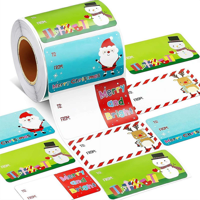 500PCS ChristmasGift Tags,Cute Self Adhesive Santa Claus Stickers,Xmas Labels Gift Tags,Christmas Presents Stickers Name Labels Sticker,for Wrapping Paper Xmas Birthday Holiday Presents Decor - Image 1